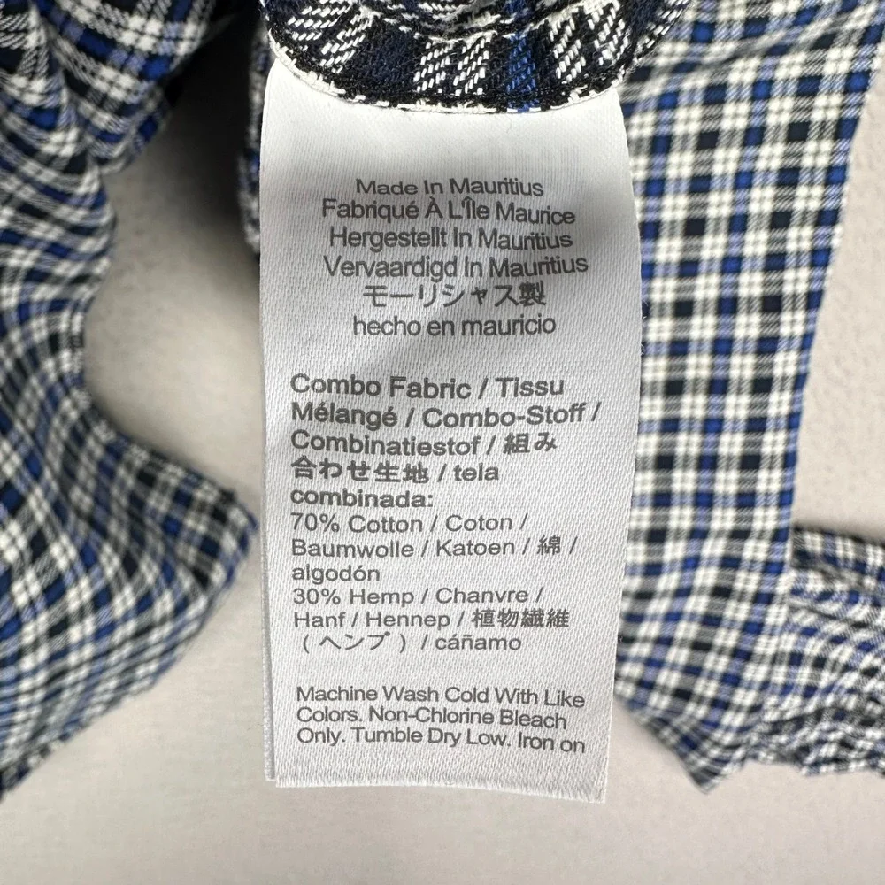 J.Crew Workshirt Mens XL Blue Windowpane Plaid Long Sleeve Flannel Button‎ Up